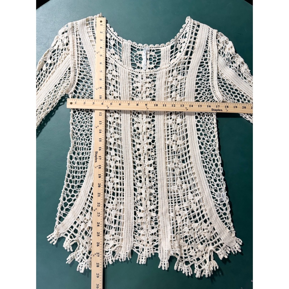 Adiktd Crochet Cover Up Long Sleeve Top XL Cotton Hippie Boho Festival - Picture 4 of 6